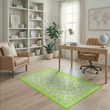 Lime Green Floral Scatter Area Rug