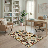 Rooster Plaid Rustic Farmhouse Area Rug