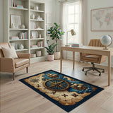Vintage Compass Treasure Map Area Rug