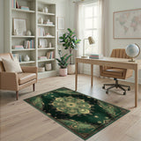 Green Peacock Mandala Area Rug