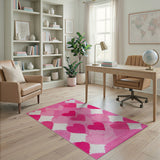 Kids Cartoon Playful Pink Hearts Area Rug