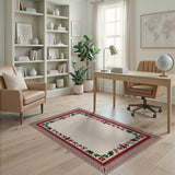 Ornate Red Holly Border Area Rug