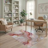Pink Gold Marble Abstract Area Rug