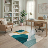 Teal Wave Abstract No. 13 Area Rug