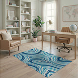 Blue Agate Swirl Abstract Area Rug