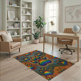 Rainbow Paw Print Area Rug