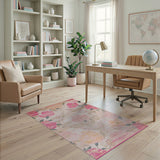 Pink Floral Vintage Pink Peony Floral Area Rug