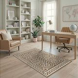 Brown and Tan Tan Heritage Tribal Geometric Area Rug