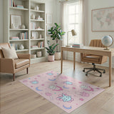 Dreamy Pink Bunny Moon Stars Kids Cartoon Rug