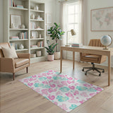 Whimsical Pink Teal Cloud Hearts Area Rug