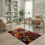 Vibrant Orange Poppy Blooms Area Rug