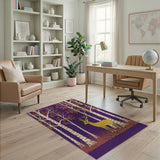 Golden Deer in Purple Birch Forest Rug