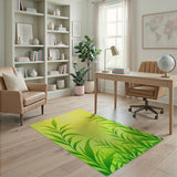 Lush Green Tea Leaves Sunny Yellow Area Rug