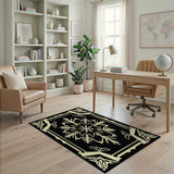 Intricate Snowflake Black White Area Rug