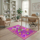 Playful Pink Hearts Multi-Color Area Rug