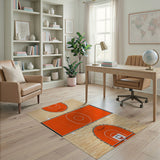 Geometric Modern Orange Basketball Court Area Rug