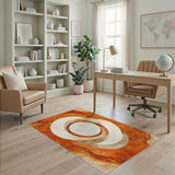 Orange Concentric Circles Area Rug