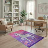 Whimsical Unicorn Area Rug with Rainbow Mane