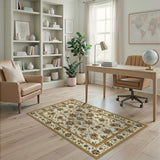 Beige and Neutral Traditional Persian Cream Gold Floral Persian Area Rug