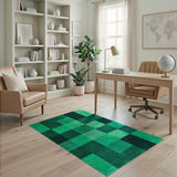 Vibrant Green Grid Geometric Area Rug