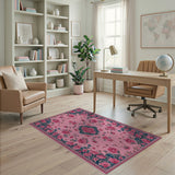 Vintage Pink Rose Medallion Rug