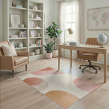 Blush Pink Overlapping Circles Abstract Area Rug