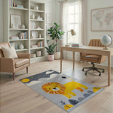 Cute Yellow Lion Night Sky Kids Area Rug