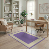 Purple Beige Bordered Geometric Area Rug