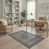 Black White Heritage Tribal Stripe Rug