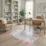 Vintage Pink Blossom Floral Border Rug