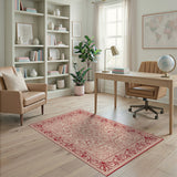 Ornate Red Floral Border Persian Rug