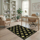 Gold Geometric Diamond Pattern Area Rug