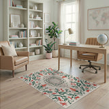 Red Floral Medallion Vintage Area Rug