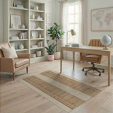 Brown Tan Vertical Stripe Woven Area Rug