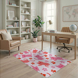 Cute Pink Kawaii Cats Paw Prints Area Rug