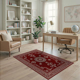 Elegant Red Medallion Area Rug with Ornate Borders