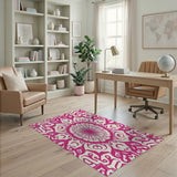 Intricate Pink Mandala Persian Area Rug