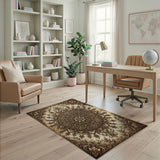Gold and Silver Ornate Gold Mandala Area Rug
