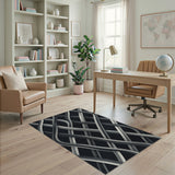 Modern Grey Interwoven Wave Area Rug