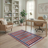 Geometric Modern Patriotic Stars and Stripes Area Rug