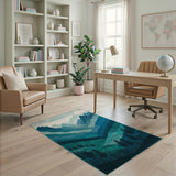 Teal Layered Mountains and Pine Rug