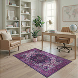 Vibrant Purple Persian Floral Area Rug