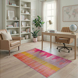 Vibrant Pink Orange Yellow Geometric Area Rug