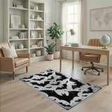Distressed Black White Bats Swarm Area Rug