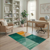 Teal Tangerine Geometric Area Rug