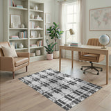 Black and White Bold Black White Geometric Plaid Area Rug