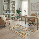 Modern Geometric Tan Grey Area Rug