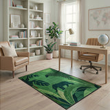 Jungle Animal Silhouette Green Area Rug