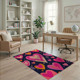 Playful Pixel Hearts Lollipops Navy Rug