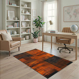 Orange Bold Orange Black Geometric Modern Area Rug